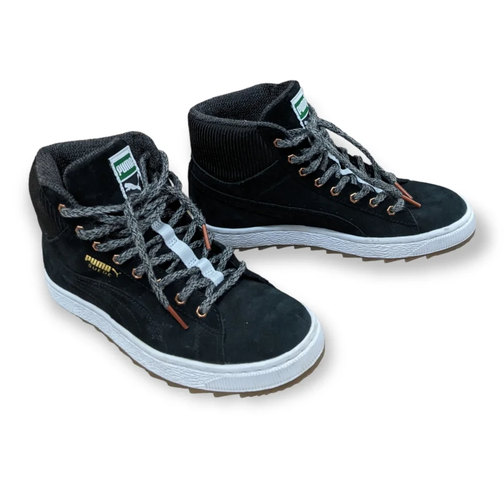 Puma Suede Winterized Lather Rugged Black Women’s Trainers, 6